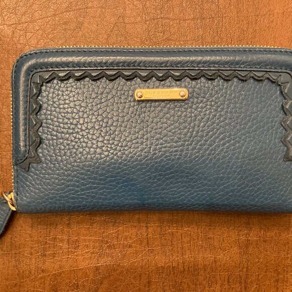 BURBERRY PEACOCK BLUE WALLET - Picture 1 of 9